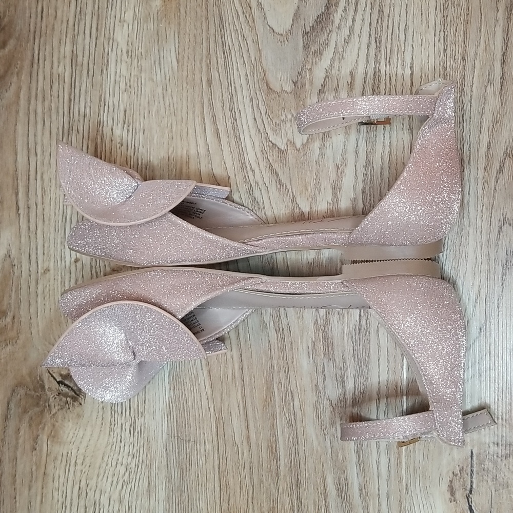 Betsey Johnson Nobel Ballet Champagne Shimmer Ankle Strap Flats Girls 13 - Picture 5 of 10